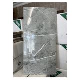 BienHome 30x60 Cm Açık Gri Mermer Desenli Kendinden Yapışkanlı Seramik Köpük Banyo PVC Duvar Paneli