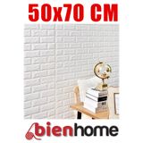 BienHome 50x70 cm Kendinden Yapışkanlı Duvar Kağıdı Esnek Köpük Panel 3d Boyutl Tuğla Desen Beyaz