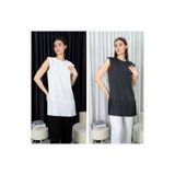 Bienvenido Kadın Tesettür Kolsuz 2'li Paket Siyah Beyaz Piliseli Içlik Gömlek Tunik Bluz Pliseli Pileli