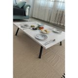 Bienvenido Katlanır Yer Sofrası Beyaz 60x90 cm Kapanabilir Ayaklı Çok Amaçlı Yer Masası Kahvaltı Sofrası