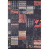 Bierun Siyah Patchwork Modern Geometrik Etnik Desenli Boho Makinada Yıkanabilir Hafif Hav Toz Vermez Leke Tutmaz Kaymaz Taban Dijital Makine Baskı Halı Oturma Odası Salon Yolluk Koridor Mutfak Halısı