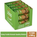 Bifa 2000 Antep Fıstıklı Kremalı Sandviç Bisküvi 500GR x 12 Adet - 500 gr
