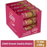 Bifa 2000 Çilekli Kremalı Sandviç Bisküvi 500GR x 12 Adet - 500 gr