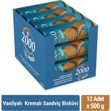 Bifa 2000 Vanilyalı Kremalı Sandviç Bisküvi 500 gr x 12 Adet