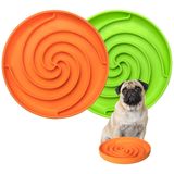 Bifeaw Köpek Yapboz Kasesi - Sağlıklı Beslenme için Silikon Yavaş Besleyici Köpek Kaseleri - Yavaş Yavaş Besleyici Kaymaz Tasarım Bulaşık Makinesi Mikrodalga Güvenli (Yeşil ve Turuncu)