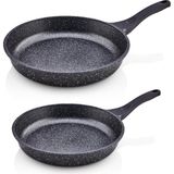 Big Chef Alüminyum Döküm Granit 2'li Tava Seti 28 - 24 cm Gri