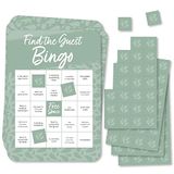Big Dot of Happiness Adaçayı Yeşili Zarif Basit - Misafir Bingo Kartlarını ve İşaretleyicilerini Bulun - Düğün ve Gelin Partisi Bingo Oyunu - 18'li Set