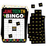 Big Dot of Happiness Happy Juneteenth - Bingo Kartları ve İşaretleyiciler - Özgürlük Günü Parti Şekilli Bingo Oyunu - 18'li Set