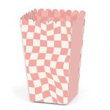 Big Dot of Happiness Pembe Damalı Parti - Favor Patlamış Mısır İkram Kutuları - 12'li Set