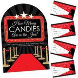Big Dot of Happiness Red Carpet Hollywood - How Many Candies Film Gecesi Parti Oyunu - 1 Stand ve 40 Kart - Şeker Tahmin Oyunu