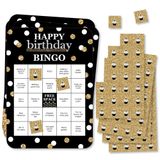 Big Dot of Happiness Yetişkin Mutlu Yıllar - Altın - Misafir Bingo Kartları ve İşaretleyicileri Bulun - Doğum Günü Partisi Bingo Oyunu - 18'li Set