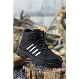 Big King Siyah Beyaz Çizgili Kauçuk Unisex Trekking Bot