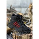 Big King Siyah Kırmızı Çizgili Kauçuk Unisex Trekking Bot