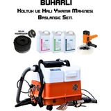 Big King Tek Motor Buharlı Koltuk ve Halı Yıkama Makinesi Yan Ekipman Seti Polisaj Makinesi Çelik Mekanizmalı Su Sıçratmaz Fırça Parfüm Leke Çıkarıcı Şampuan Başlangıç Seti