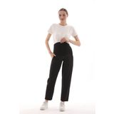 BIG LESSON Hamile Büyük Beden Esnek Karın Bantlı Belden Ayarlanabilir Mom Fit Klasik Gabardin Pantolon SİYAH