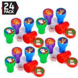 Big Mo's Toys 24 Noel Çeşitli Parlak Renkli Plastik Damgalar - Kendinden Mürekkepli Noel Damgalaları - Eğlenceli Hediye, Parti Hediyeleri, Parti Oyuncakları, İyi Çanta Hediyeleri