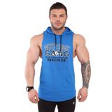 Big Sam Kapşonlu Fitness Kolsuz Tişört Antrenman Atleti Mavi 2307