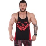 Big Sam Parçalı Spor Atlet Stringer Tank Top Big Sam 2255 - 2XL - Siyah - Kırmızı