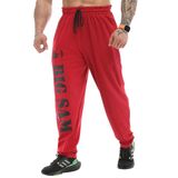 BIG SAM SPORTSWEAR COMPANY Cepli Erkek Eşofman Altı, Erkek Vücut Geliştirme Egzersiz Rahat Tasarım Bol Kas Pantolonu, Bordo, L