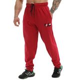 BIG SAM SPORTSWEAR COMPANY Cepli Erkek Eşofman Altı, Erkek Vücut Geliştirme Egzersiz Rahat Tasarım Bol Kas Pantolonu, Bordo, XL