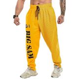 BIG SAM SPORTSWEAR COMPANY Cepli Erkek Eşofman Altı, Erkek Vücut Geliştirme Egzersiz Rahat Tasarım Bol Kas Pantolonu, Sarı, 3XL