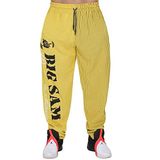 BIG SAM SPORTSWEAR COMPANY Cepli Erkek Eşofman Altı, Erkek Vücut Geliştirme Egzersiz Rahat Tasarım Bol Kas Pantolonu, Sarı, XXL