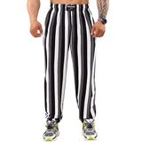 BIG SAM SPORTSWEAR COMPANY Erkek Bol Pantolon Bol Kesim Çizgili Spor Salonu Egzersiz Eşofman Altı Cepli, Beyaz, 3X-Large