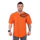 BIG SAM SPORTSWEAR COMPANY Erkek Büyük Beden Aktif Tişörtler, Vücut Geliştirme ve Kaldırma Spor Salonu Büyük Kesim Üstler, Turuncu, S