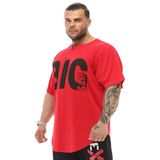 BIG SAM SPORTSWEAR COMPANY Erkek Büyük Boy T-Shirt İnce Kumaş% 100 Pamuk Bez Üst Spor T-Shirt, Kırmızı, 3XL