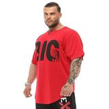 BIG SAM SPORTSWEAR COMPANY Erkek Büyük Boy T-Shirt İnce Kumaş% 100 Pamuk Bez Üst Spor T-Shirt, Kırmızı, M