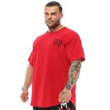 BIG SAM SPORTSWEAR COMPANY Erkek Büyük Boy T-Shirt İnce Kumaş% 100 Pamuk Bez Üst Spor T-Shirt, Kırmızı, XL