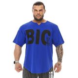 BIG SAM SPORTSWEAR COMPANY Erkek Büyük Boy T-Shirt İnce Kumaş% 100 Pamuk Bez Üst Spor T-Shirt, Mavi, 4XL
