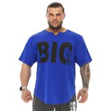 BIG SAM SPORTSWEAR COMPANY Erkek Büyük Boy T-Shirt İnce Kumaş% 100 Pamuk Bez Üst Spor T-Shirt, Mavi, S