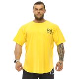 BIG SAM SPORTSWEAR COMPANY Erkek Büyük Boy T-Shirt İnce Kumaş% 100 Pamuk Bez Üst Spor T-Shirt, Sarı, 5XL