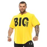 BIG SAM SPORTSWEAR COMPANY Erkek Büyük Boy T-Shirt İnce Kumaş% 100 Pamuk Bez Üst Spor T-Shirt, Sarı, S