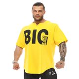 BIG SAM SPORTSWEAR COMPANY Erkek Büyük Boy T-Shirt İnce Kumaş% 100 Pamuk Bez Üst Spor T-Shirt, Sarı, XL