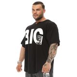 BIG SAM SPORTSWEAR COMPANY Erkek Büyük Boy T-Shirt İnce Kumaş% 100 Pamuk Bez Üst Spor T-Shirt, Siyah-Beyaz, 3XL