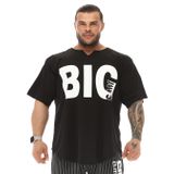BIG SAM SPORTSWEAR COMPANY Erkek Büyük Boy T-Shirt İnce Kumaş% 100 Pamuk Bez Üst Spor T-Shirt, Siyah-Beyaz, 5XL