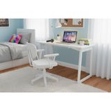 Biga Ofis Masası Ve Deniz Kollu Sandalye Set, Beyaz, 60X120 Cm