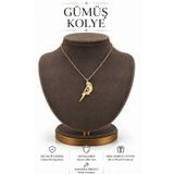 bigakan 925 Ayar Gümüş Meraklı Muhabbet Kuşu Gold Kaplama Kolye Kadın Hediyelik Şık Takı Aksesuar