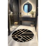 BigArts Home Dekoratif Modern Tasarım Kaydırmaz Taban 100 Cm Yuvarlak Gold Banyo Paspası BIG-BT013
