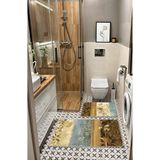 BigArts Home Dekoratif Modern Tasarım Kaymaz Taban Yıkanabilir Set Takım Kahverengi Banyo Paspası 50x60-60x90 Cm