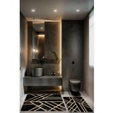 BigArts Home Dekoratif Modern Tasarım Kaymaz Taban Yıkanabilir Set Takımsiyah Gold Banyo Paspası 50x60-60x90 Cm