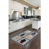 BigArts Home Dekoratif Modern Vintage Retro Tasarım Kaydırmaz Taban Gri Mutfak Halı