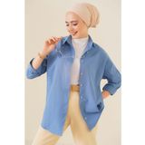 Bigdart 103901 Koyu Pembe Oversize Basic Tesettür Kadın Gömlek