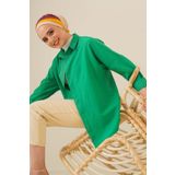 Bigdart 103901 Oversize Basic Tesettür Gömlek - Yeşil