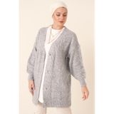 Bigdart 15768 Gri Tesettür Triko Kadın Hırka