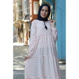 Bigdart 1627 Yaka Bağcıklı Tesettür Elbise - Pembe - 42