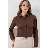 Bigdart 20231 Slim Fit Poplin Gömlek - Kahverengi - 36