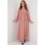Bigdart 2423 Otantik Desenli Elbise - Pembe